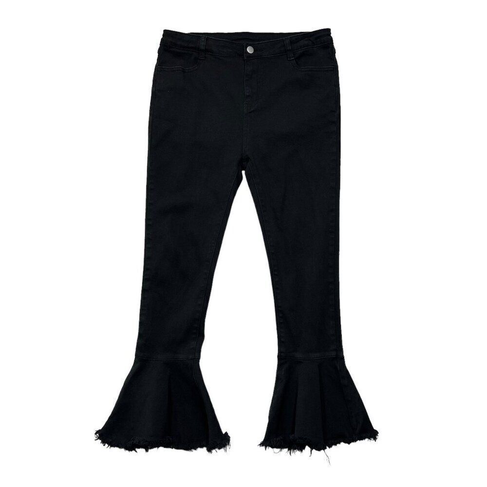 Hayden Los Angeles Women's Black Denim Frayed Flared Jeans